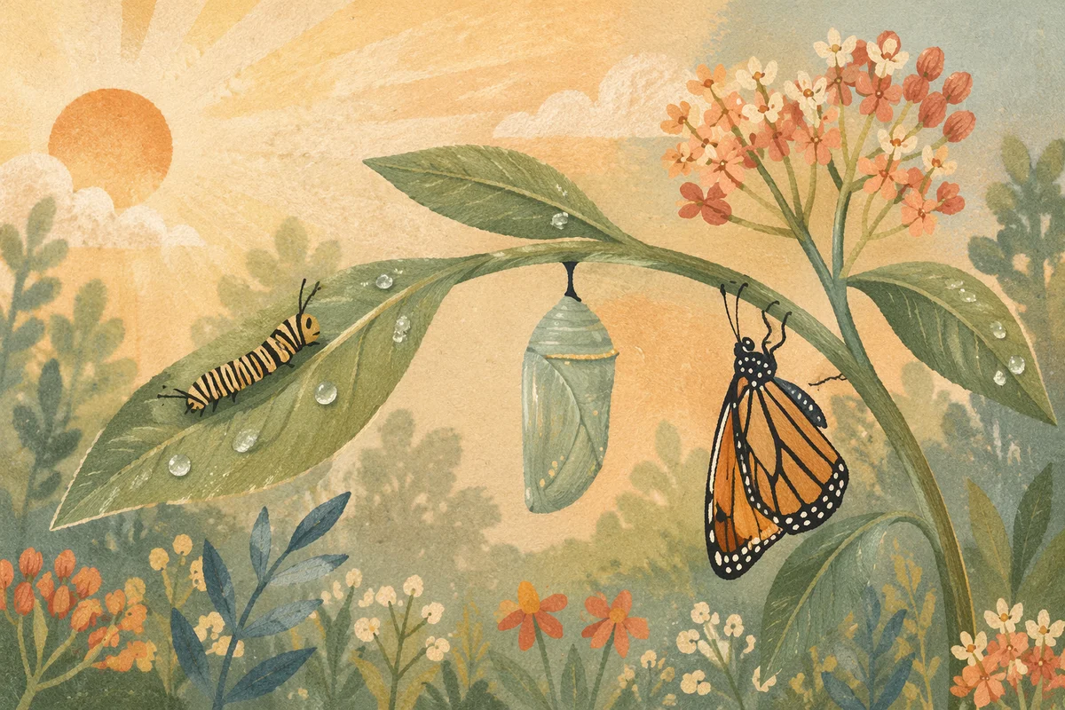 Caterpillar to Butterfly Dawn Transformation