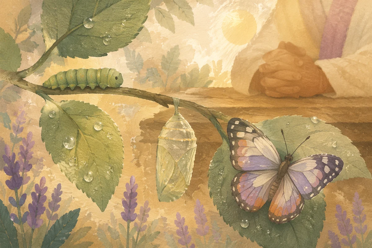 Caterpillar Butterfly Transformation With Prayerful Hope