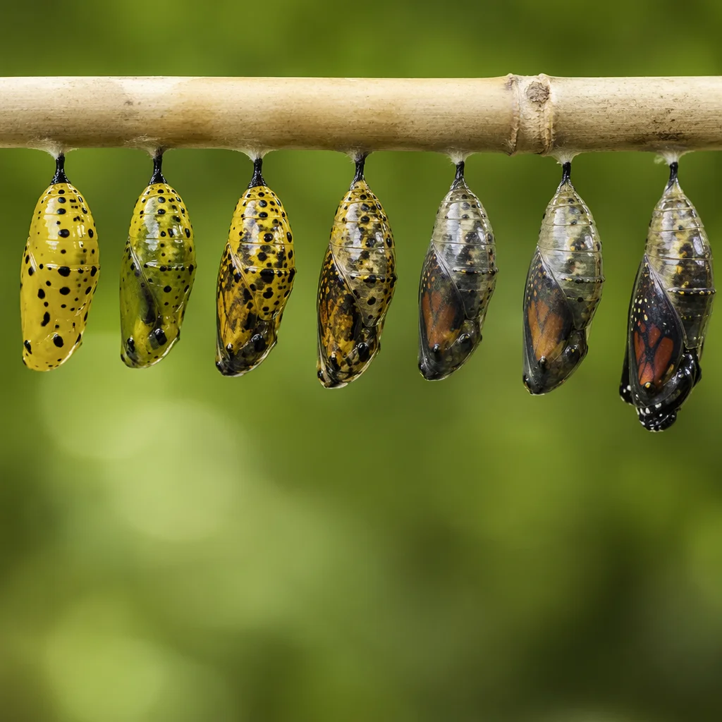 Butterfly Chrysalis Transformation in Gentle Light