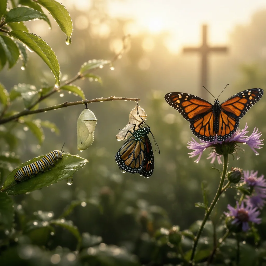 Butterfly Transformation in Faithful Dawn Garden
