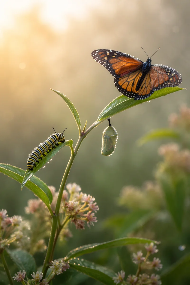 Caterpillar to Butterfly Dawn Transformation