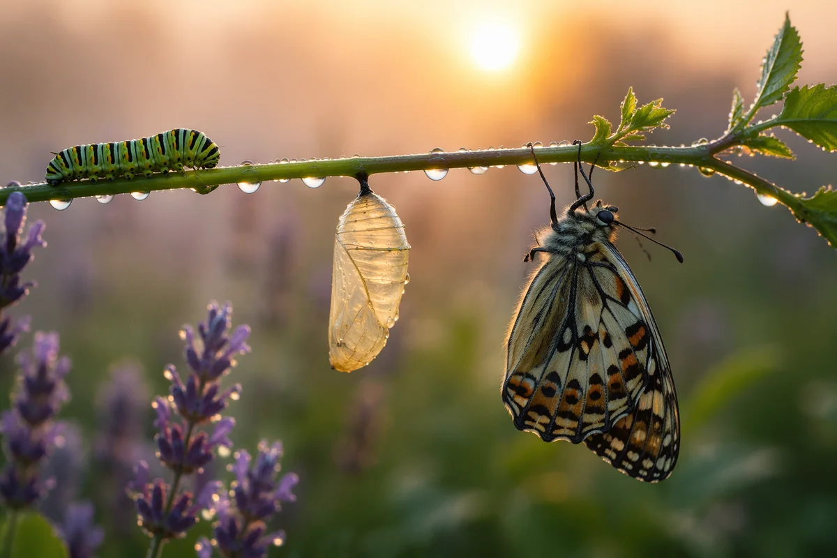Caterpillar to Butterfly Dawn Transformation