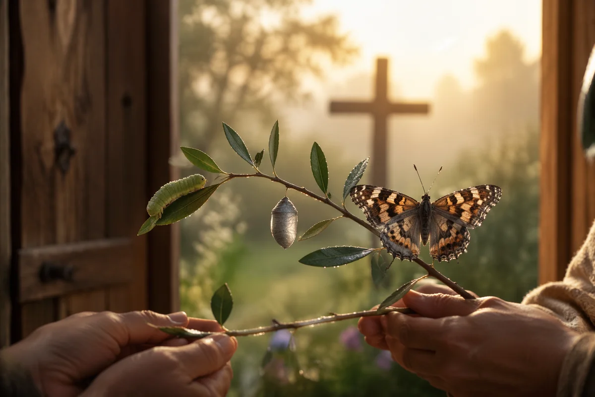 Caterpillar Butterfly Transformation in Chapel Light