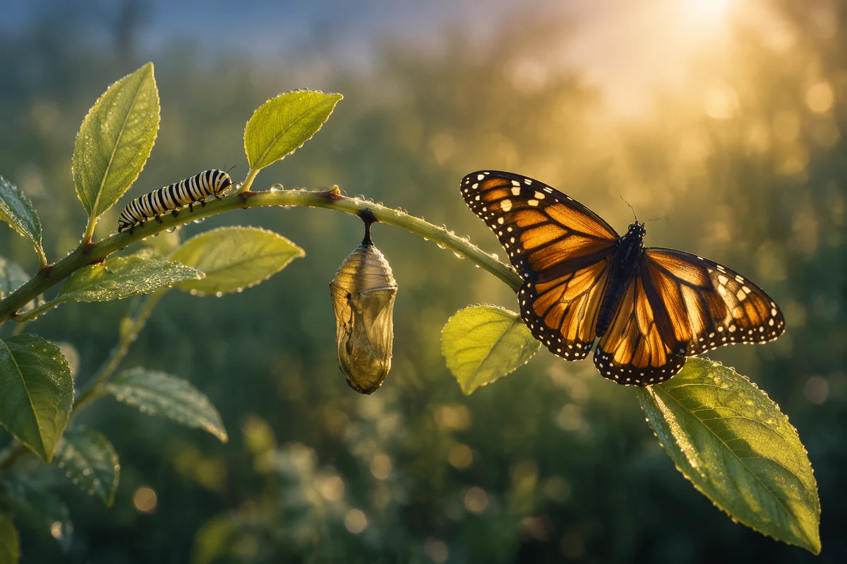 Caterpillar to Butterfly Sunrise Transformation