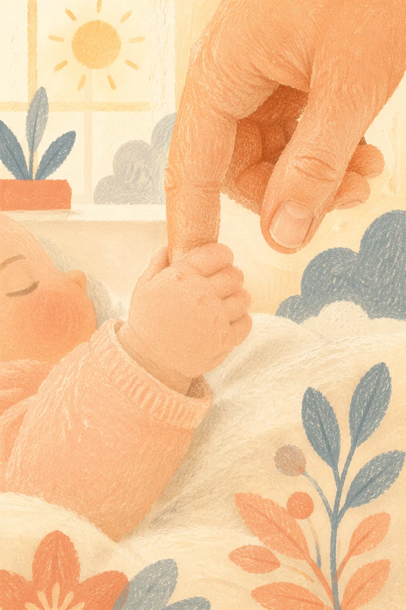 Newborn Hand Holding Adult Finger