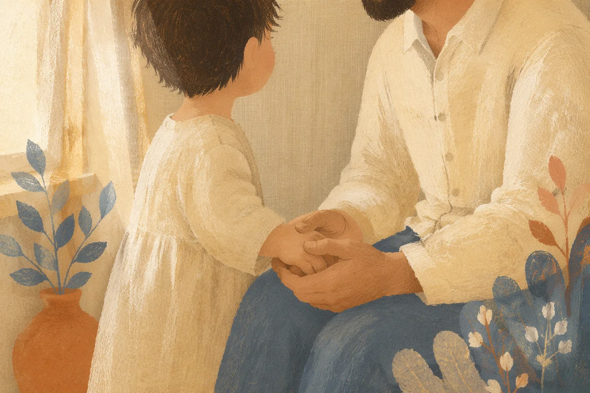 Child Trusting Adult Hands in Warm Light