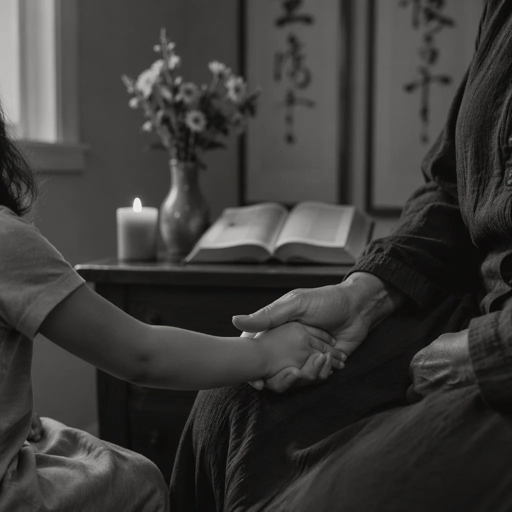 Child Trusting Adult Hand in Prayer Corner