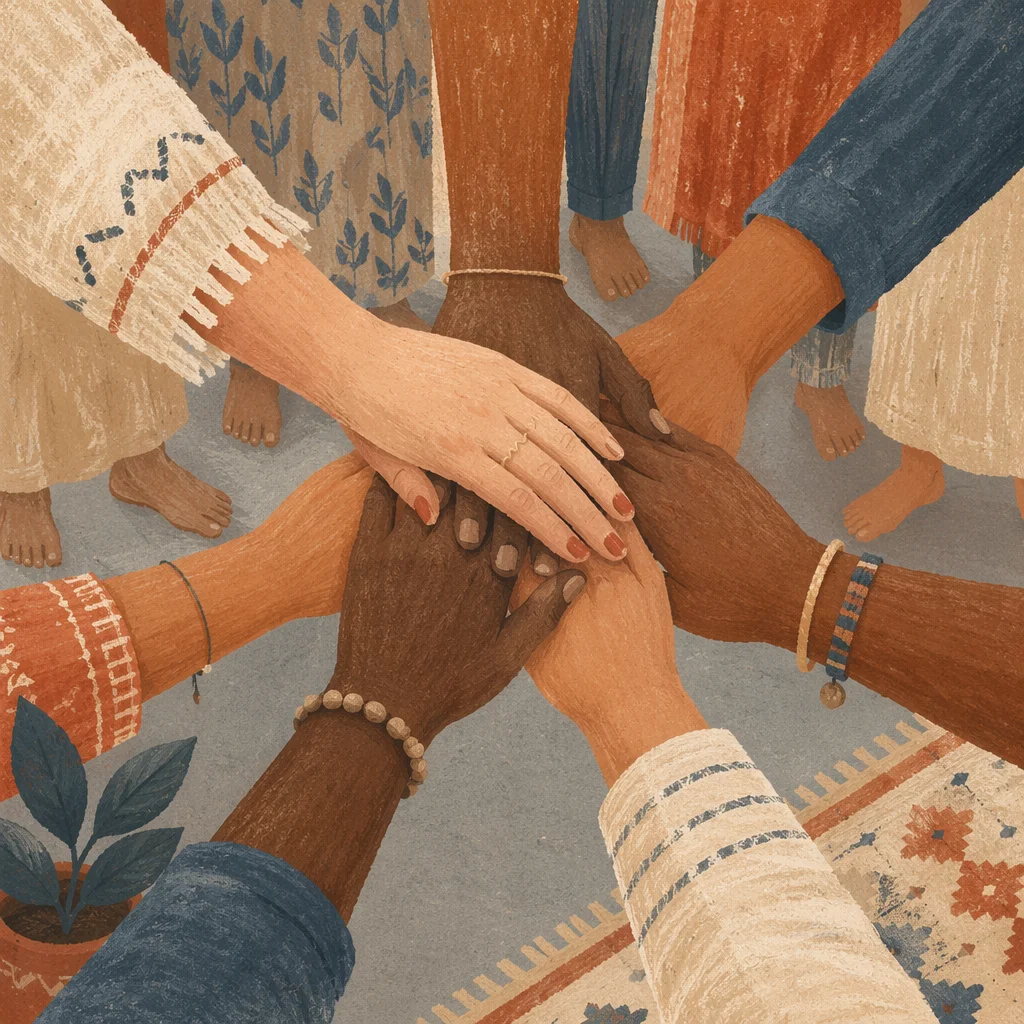 Diverse Hands Stacked in Unity