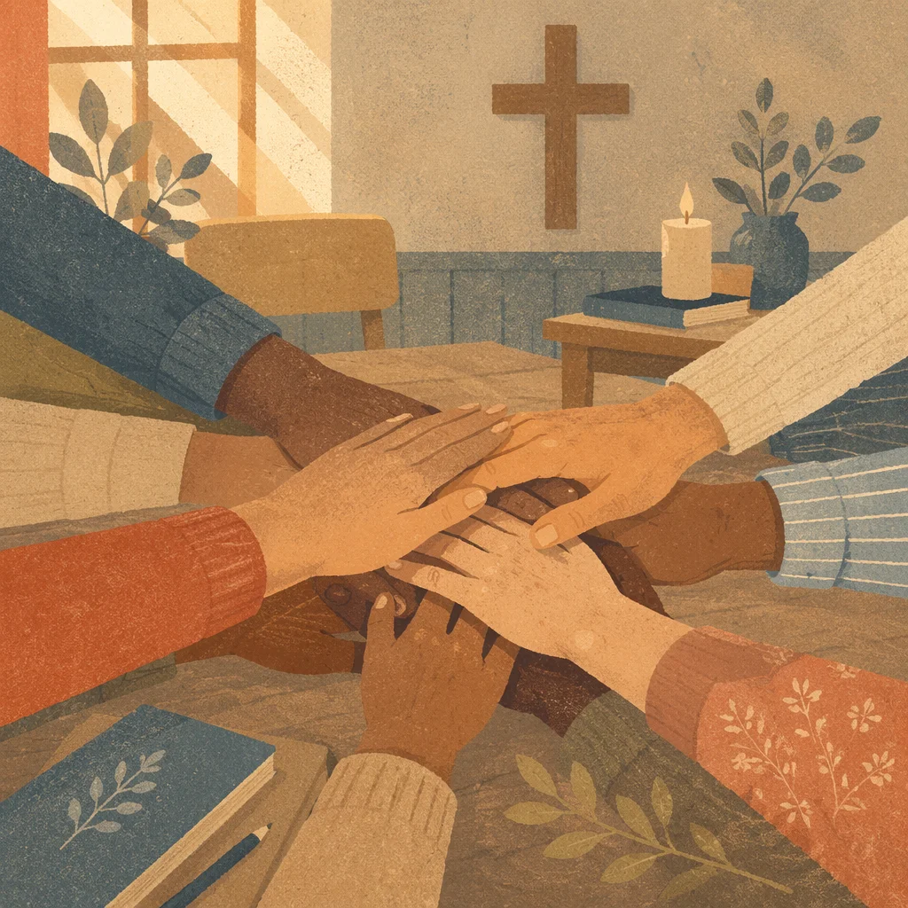 Diverse Hands United in Church Fellowship