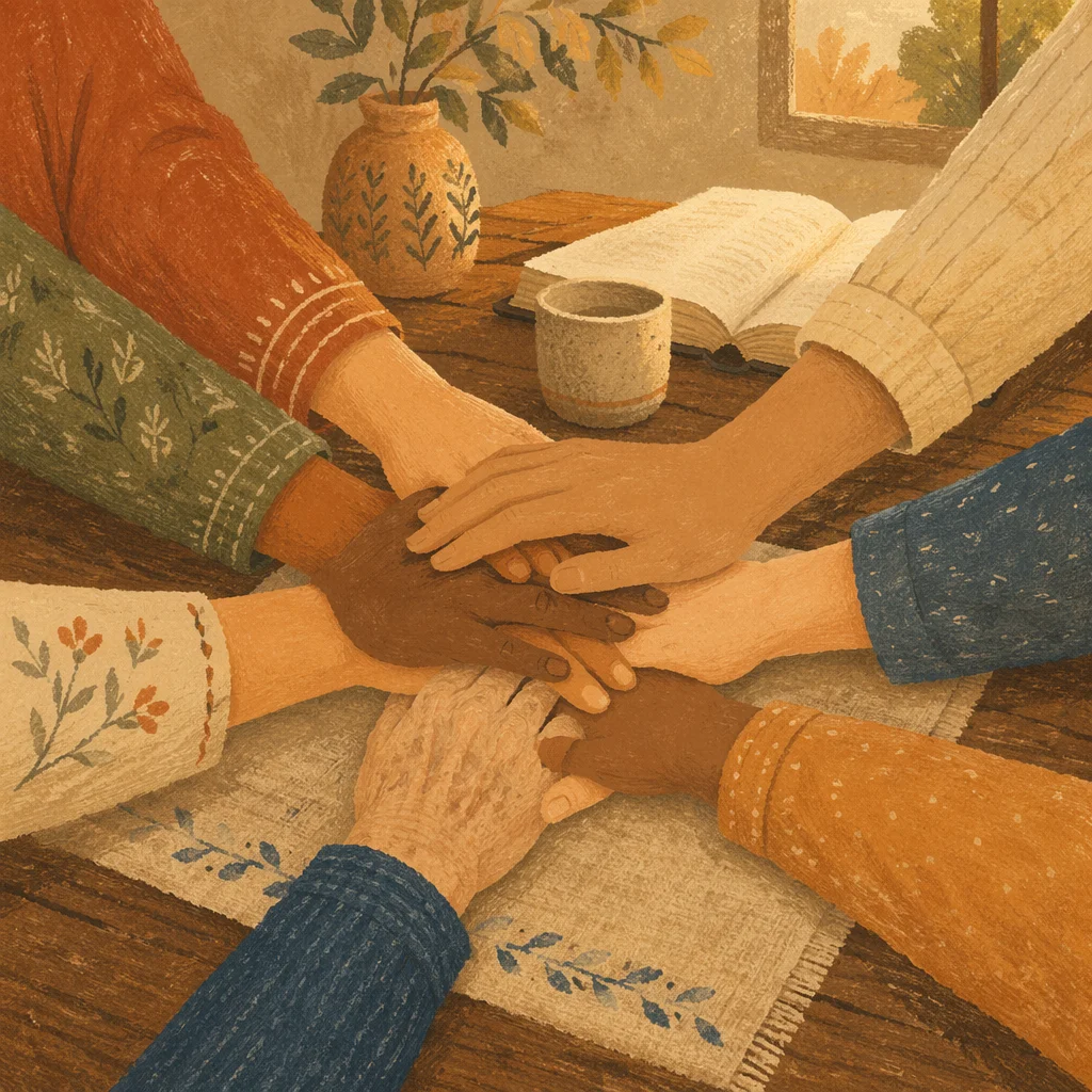 Many Hands Joined in Prayerful Unity