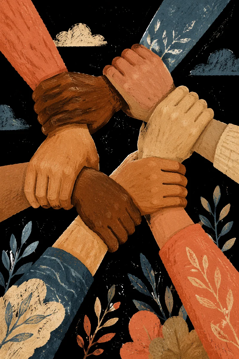 Diverse Hands Joined in Unity