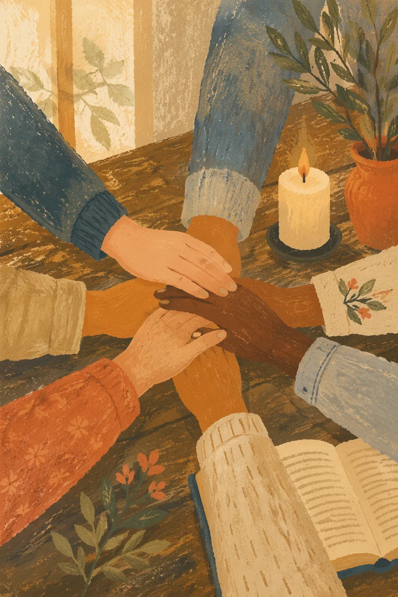 Diverse Hands Joined in Prayerful Unity