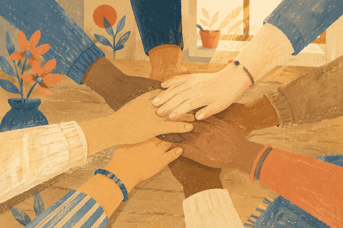 Diverse Hands Stacked in Unity Circle