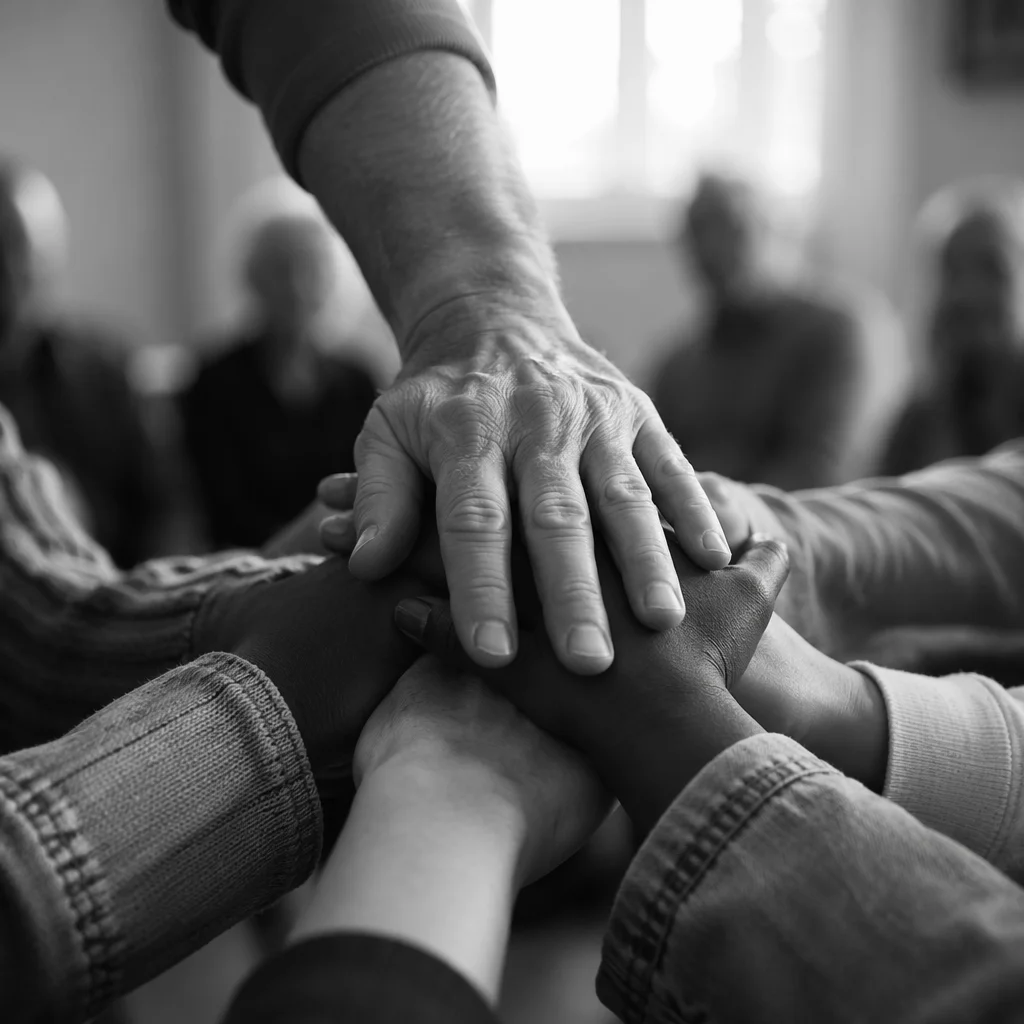Diverse Hands Stacked in Unity and Support