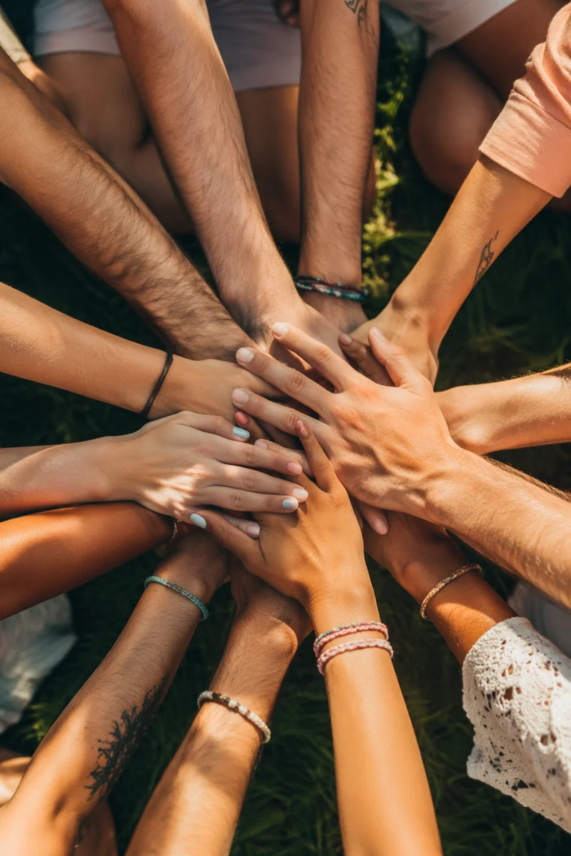 Diverse Hands Stacked in Unity