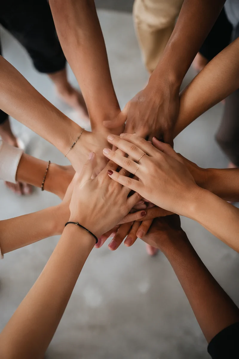 Many Hands Stacked in Unity