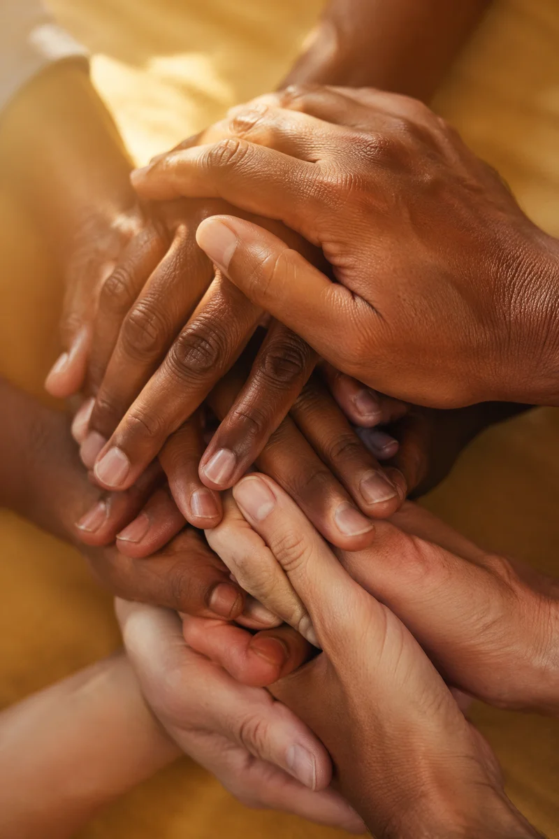 Many Hands Stacked in Unity