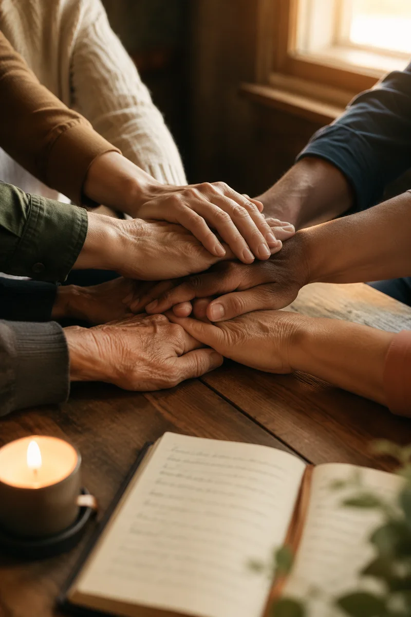 Many Hands United in Shared Prayer
