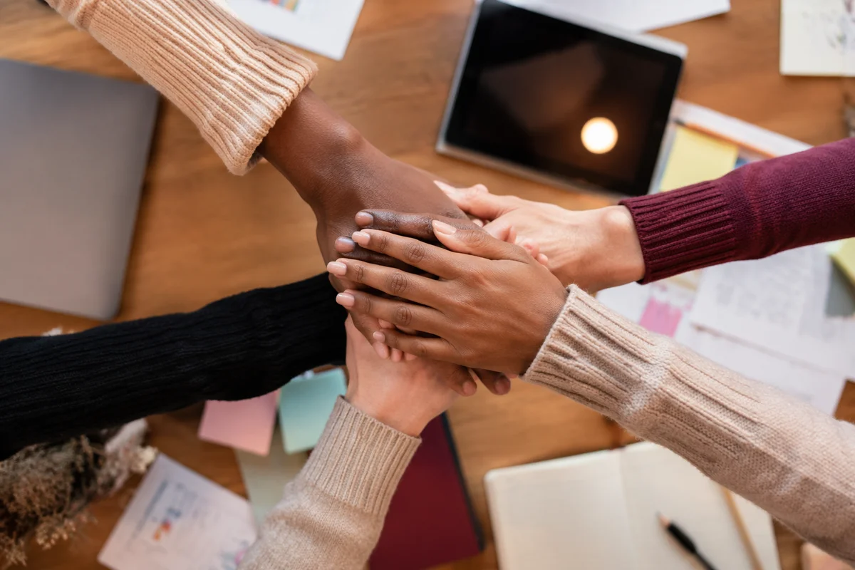 Diverse Hands Stacked in Unity