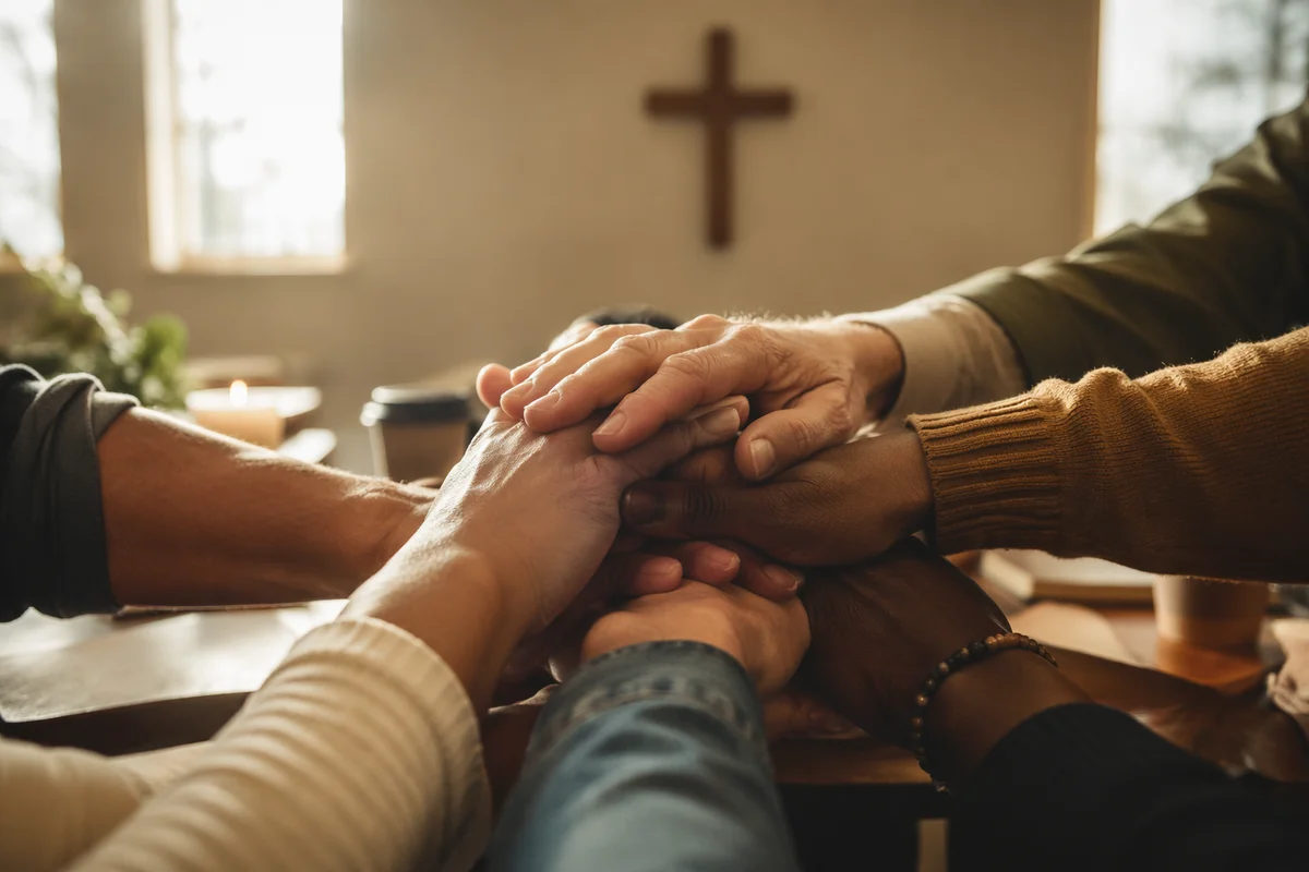 Diverse Hands United in Prayer Fellowship