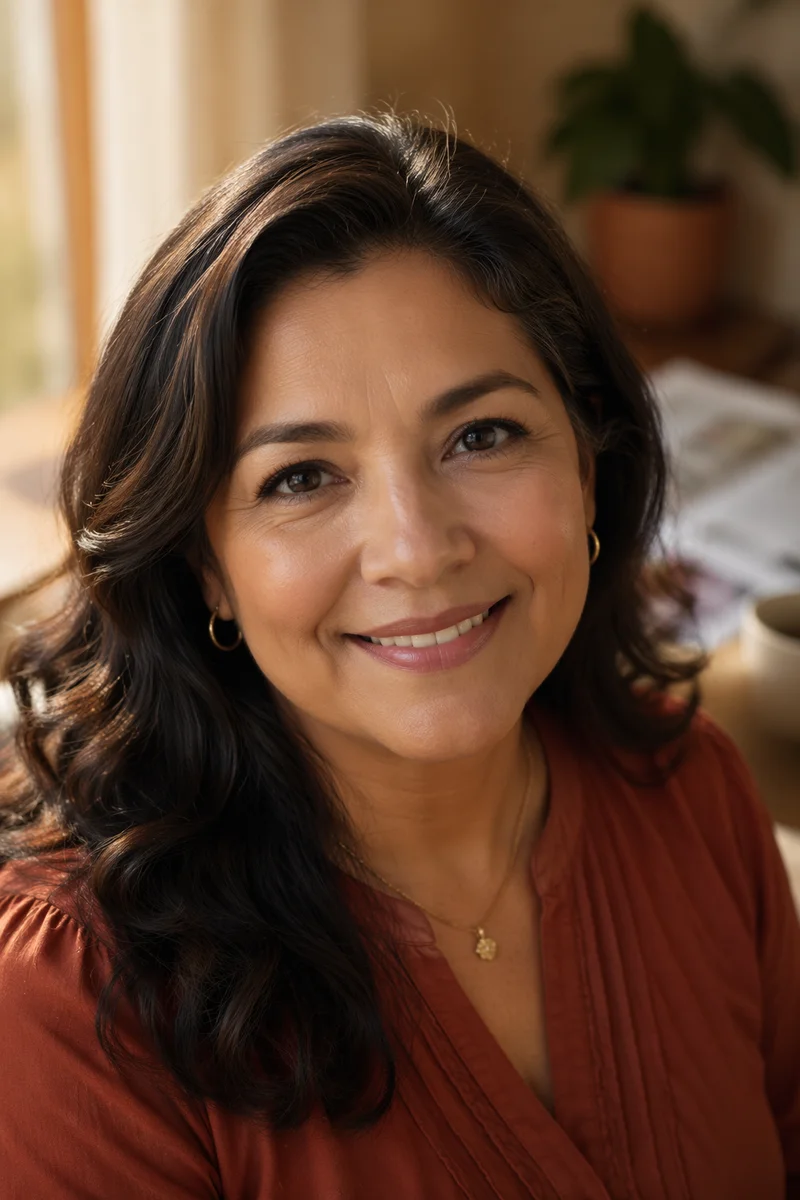 Warm Smiling Woman by Sunlit Window