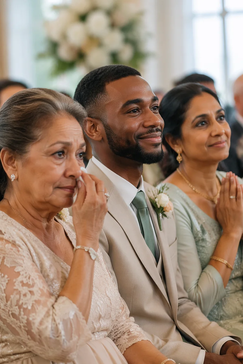 Emotional Wedding Guests During Indoor Ceremony