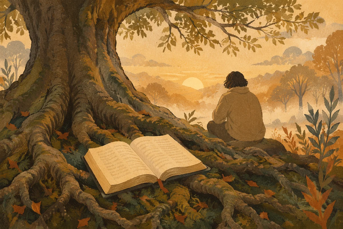 Ancient Tree Roots and Open Bible