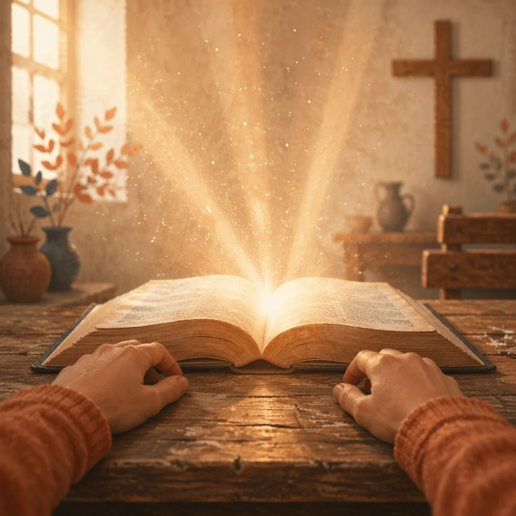 Wisdom Book Glowing in Chapel Light