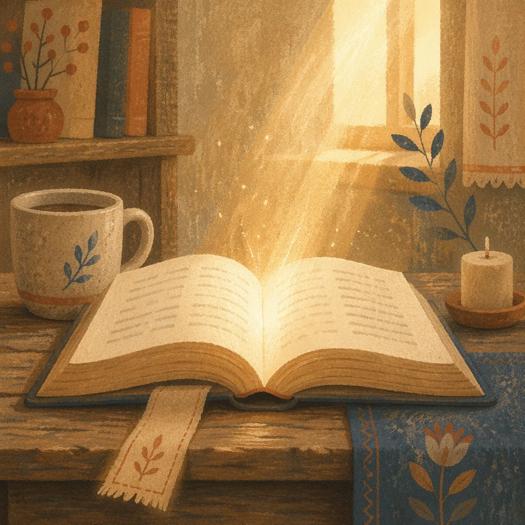 Open Book Glowing in Morning Light