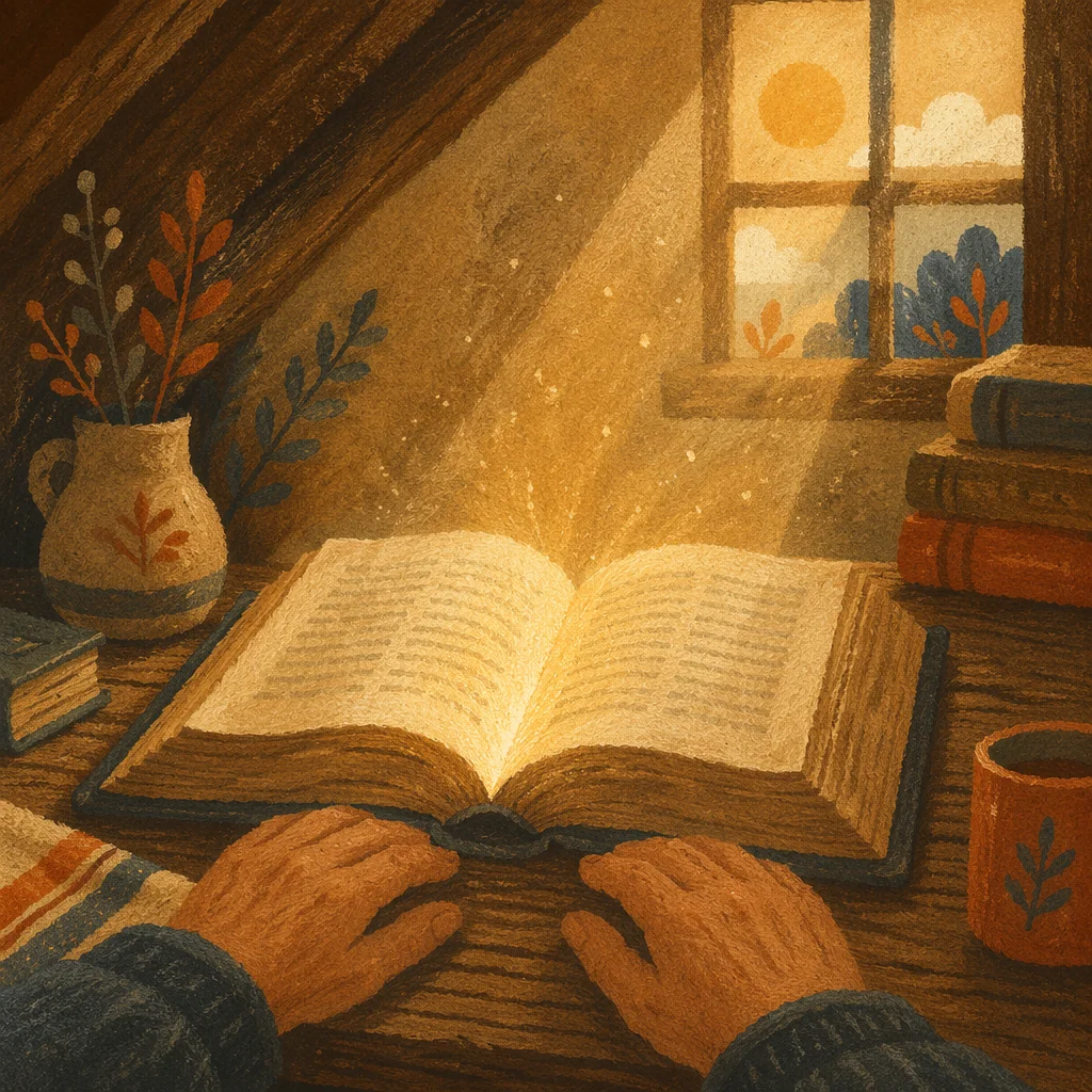 Wisdom Light Rising From an Open Book