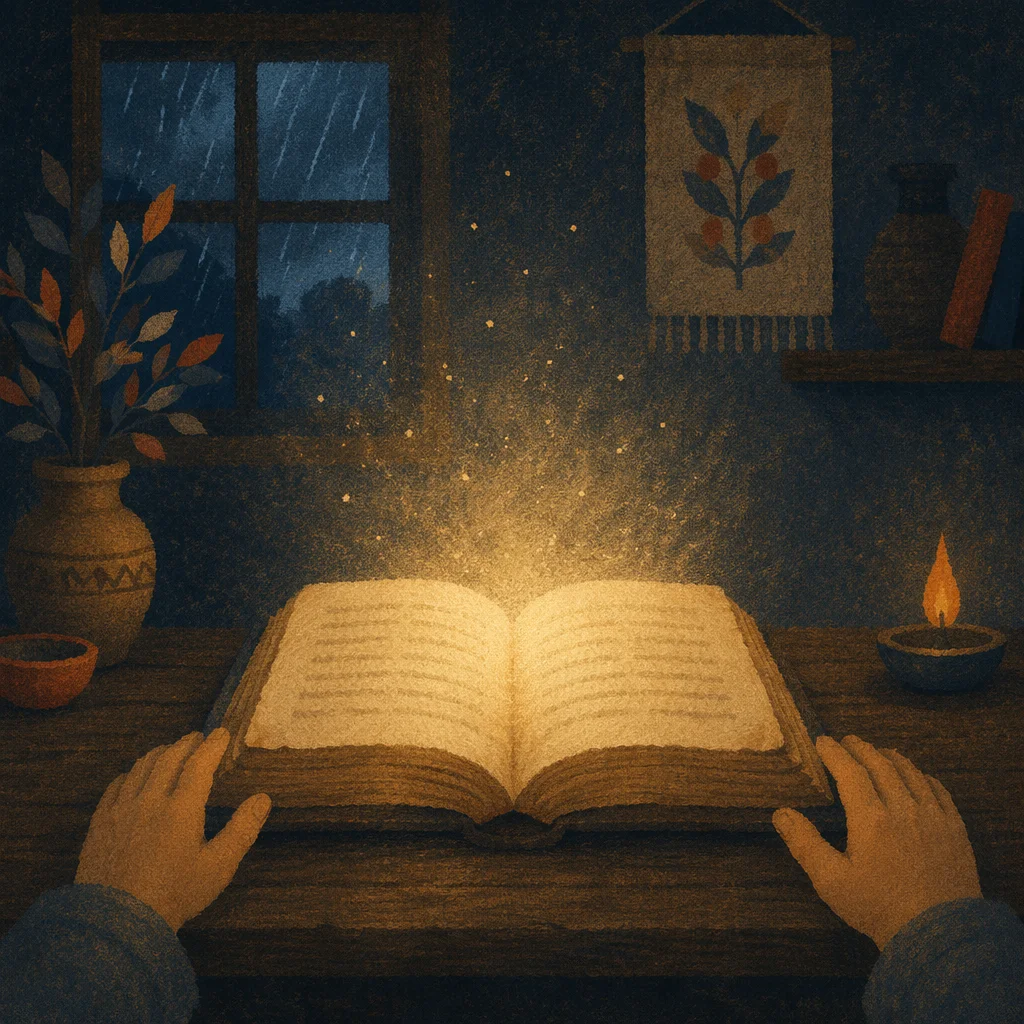 Golden Wisdom Rising From Open Book