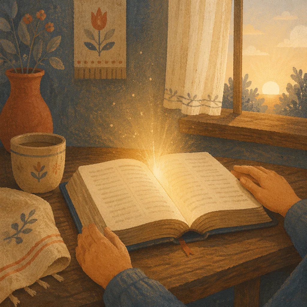 Golden Wisdom Light Over an Open Book