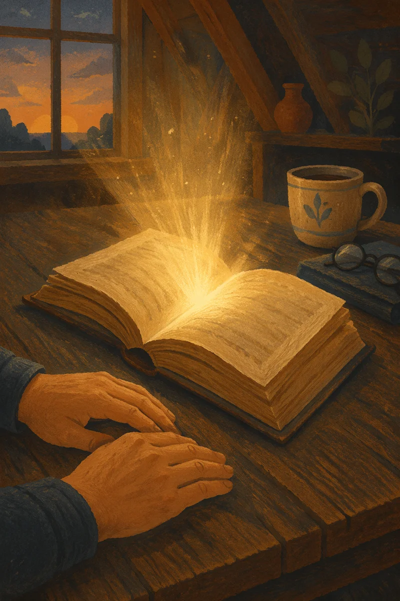 Open Book Glowing With Gentle Wisdom
