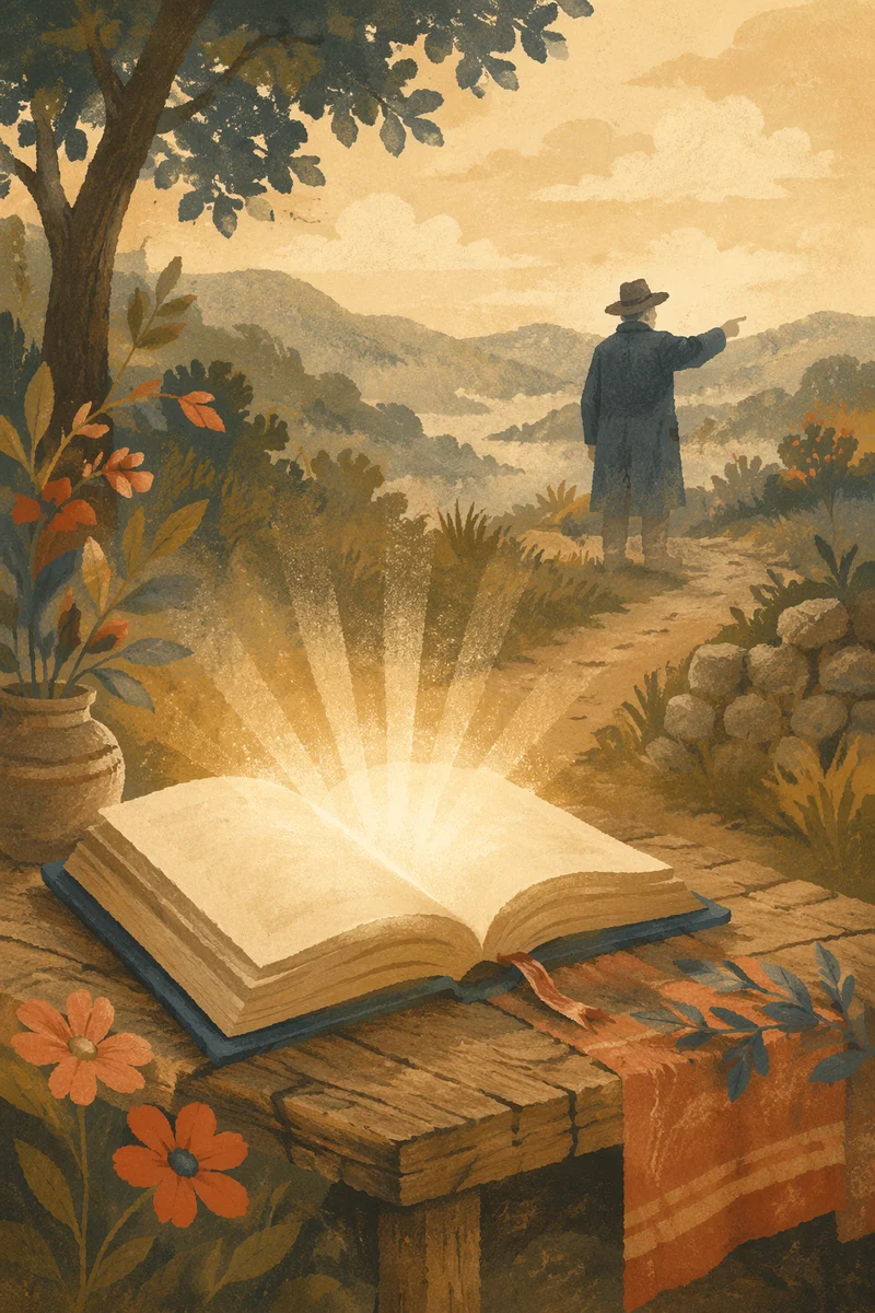 Open Book Radiating Wisdom at Dawn