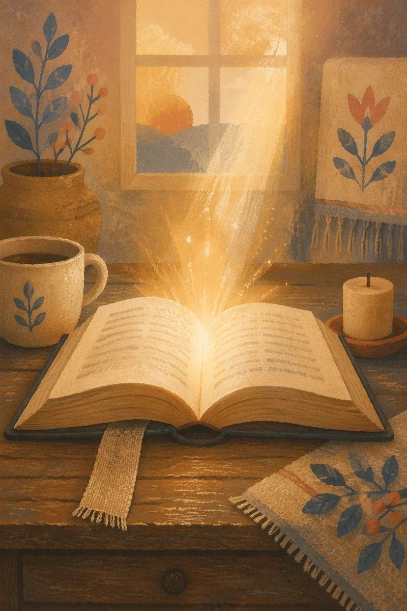 Open Book with Golden Morning Light