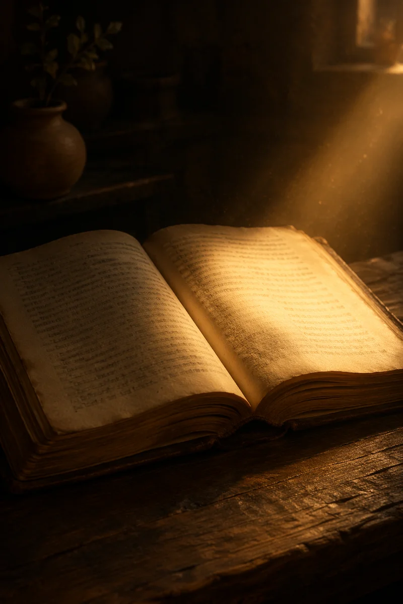 Open Book Glowing With Golden Wisdom