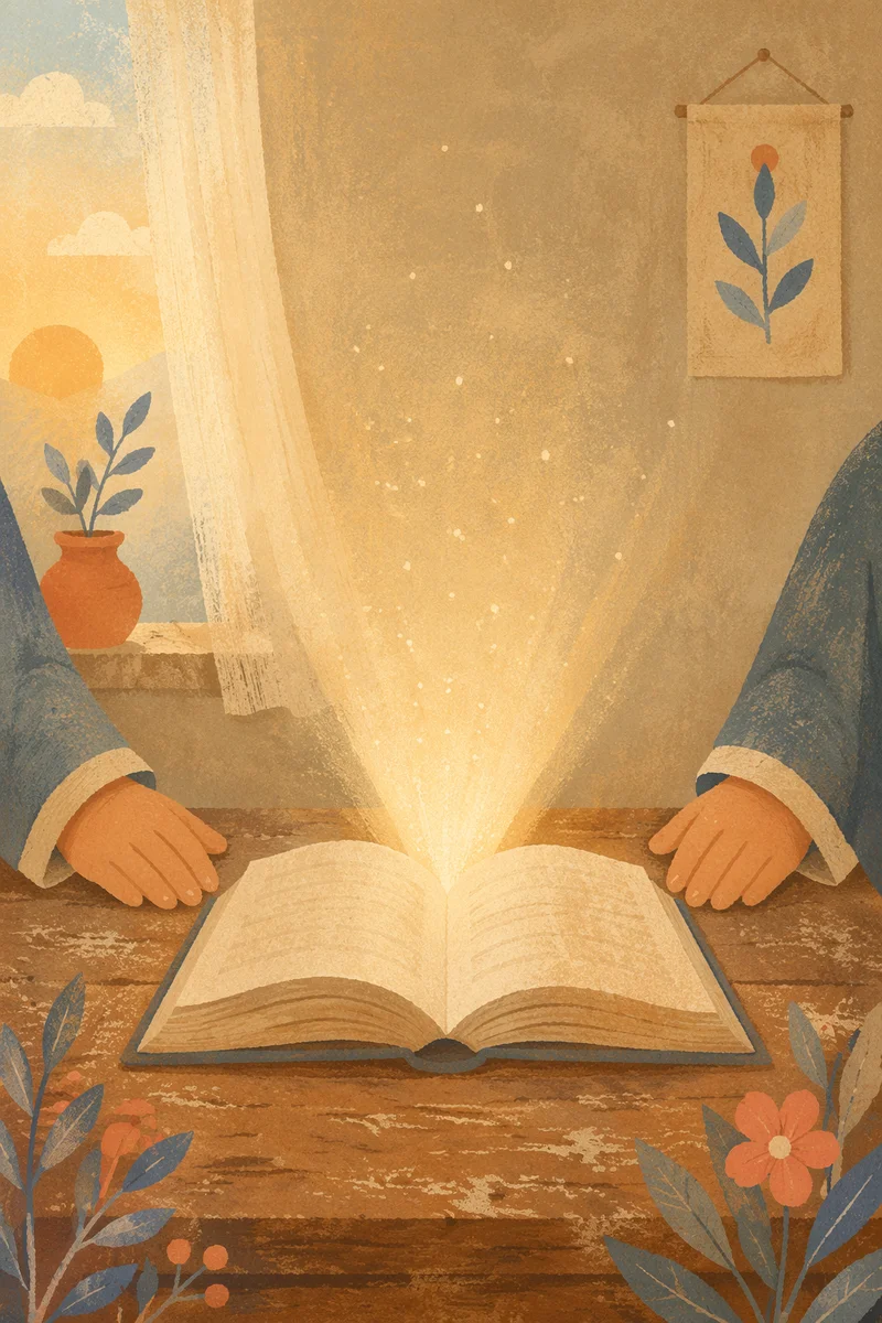 Wisdom Light Rising From Open Book