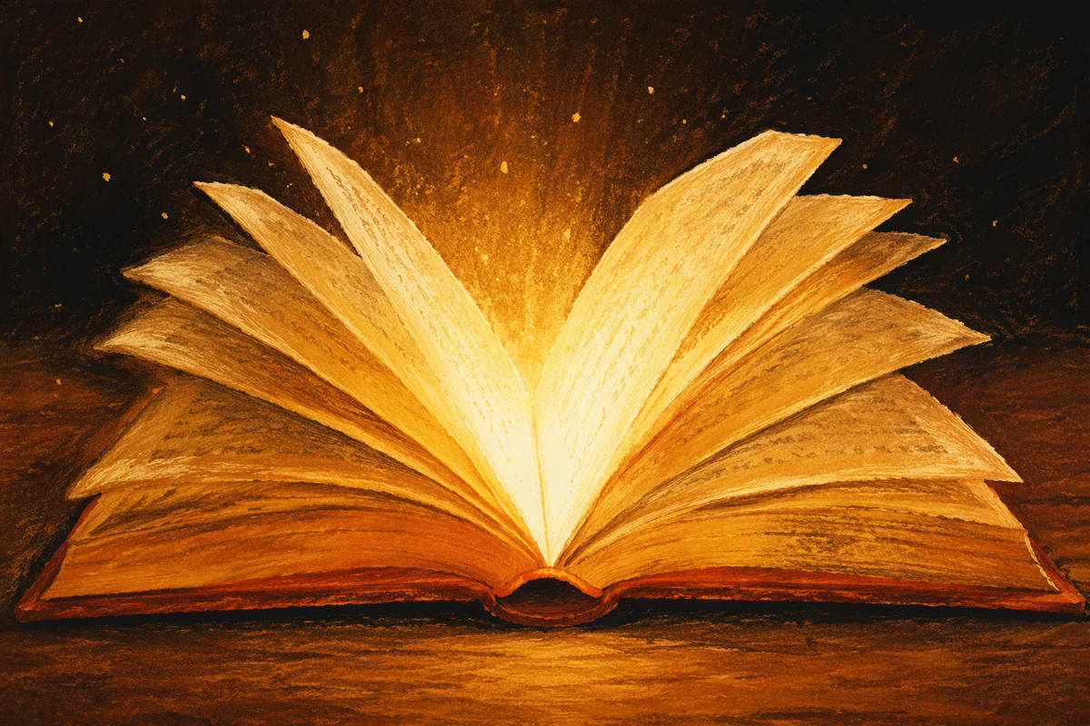 Golden Wisdom Light From Open Book