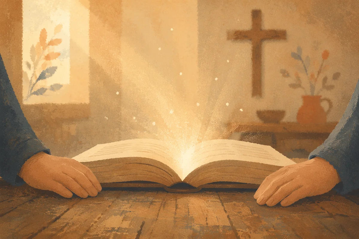 Glowing Open Book of Wisdom in Chapel