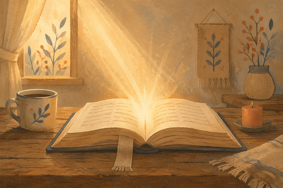 Open Book with Golden Morning Light