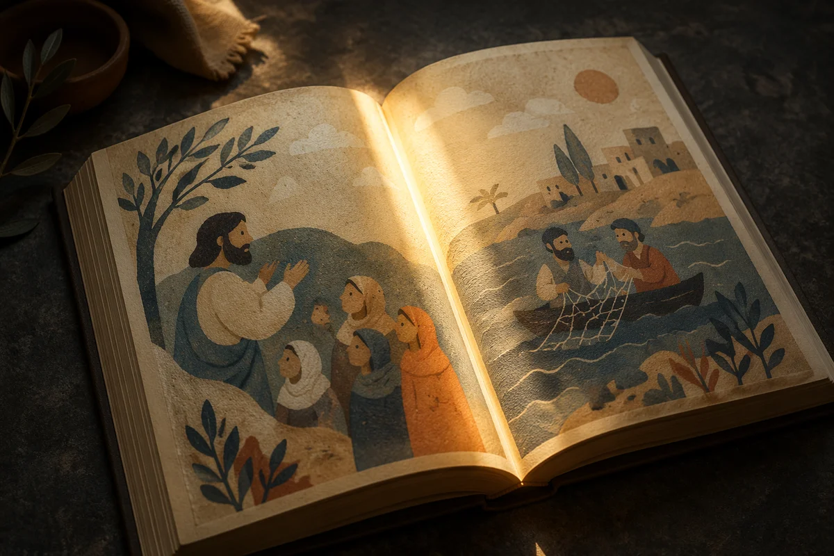 Warm Light Over Open Book Pages
