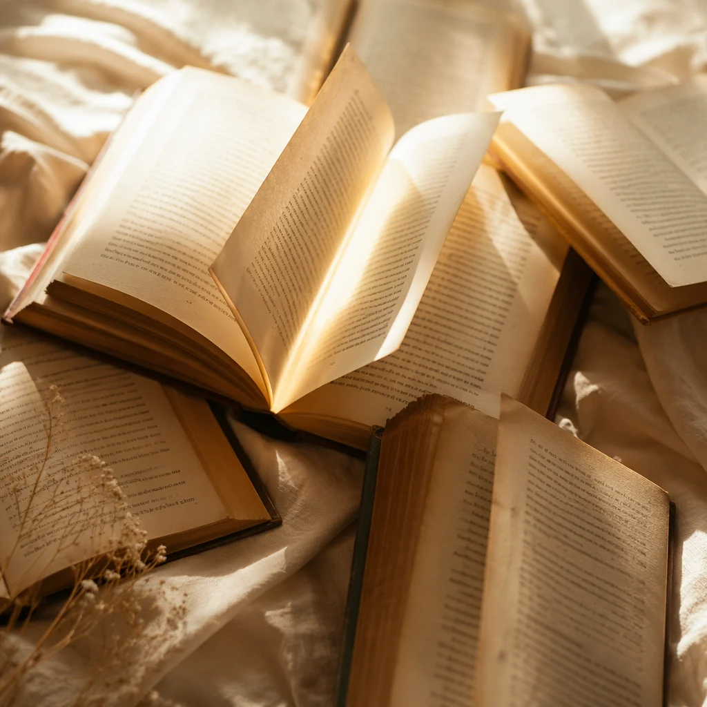 Golden Light Through Open Books