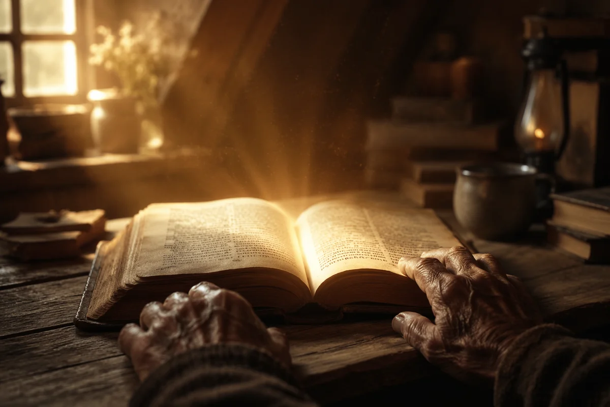 Wisdom Light Rising From an Open Book