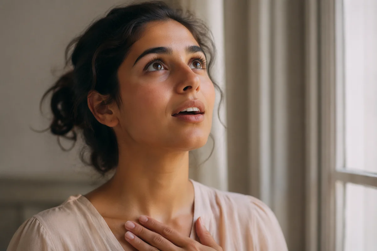 Awestruck Young Woman Looking Upward