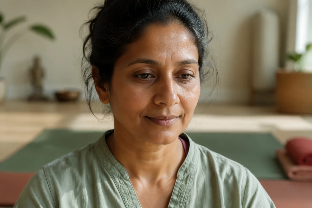 Calm Woman in Yoga Studio Portrait