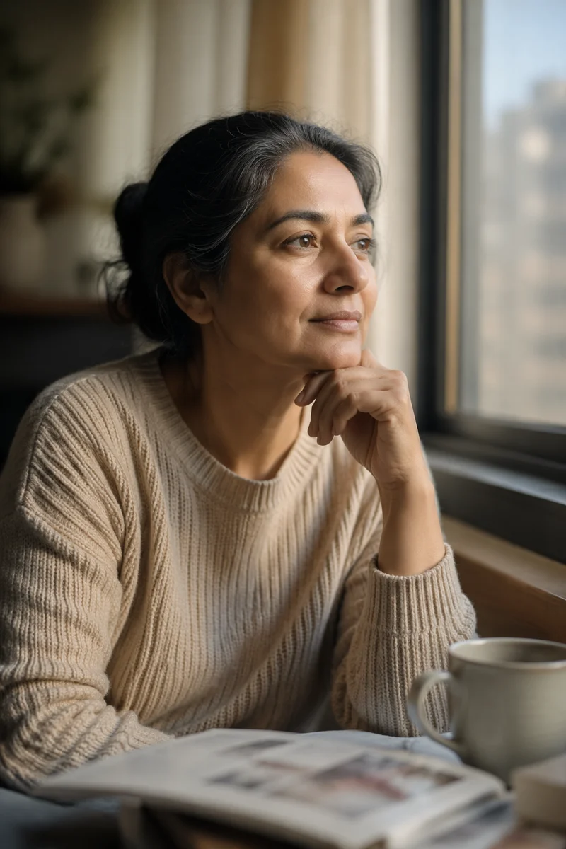 Thoughtful Woman by Window in Morning Light