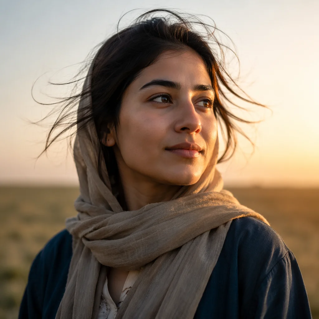 Hopeful Woman at Sunrise Close Up