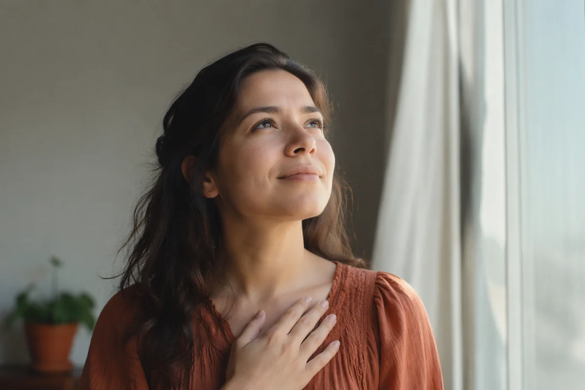 Hopeful Young Woman by Window Light