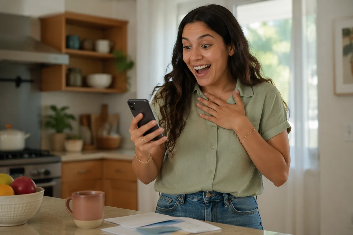 Joyful Woman Taking Good News Call