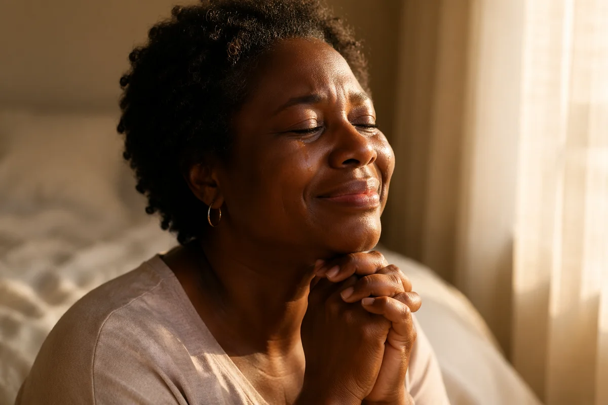 Joyful Woman with Tears by Window